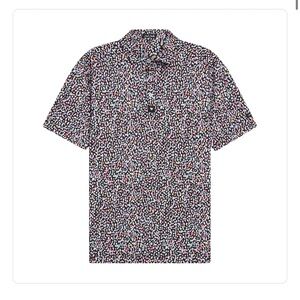 Bad Birdie Polo Shirt Performance Golf Polo Shirt Geometric Black Stretch Mens L